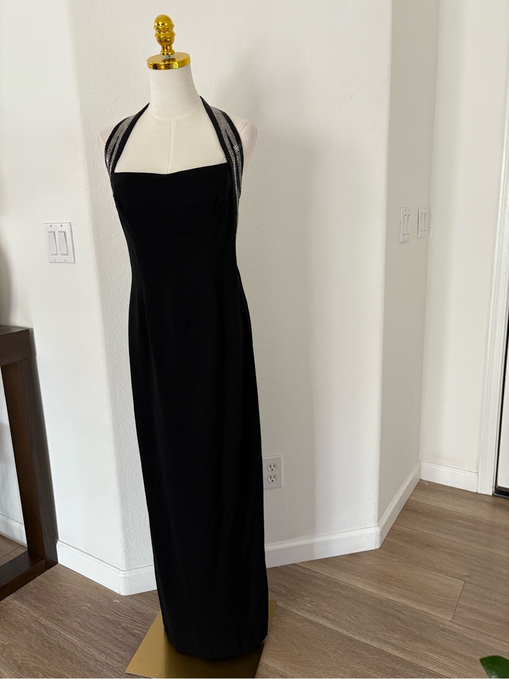 Classic Black Halter Evening Dress